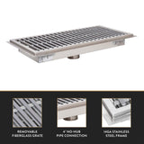 John Boos FTFG-1236 Fiberglass Commercial Floor Trough/Commercial Drain, 36"L x 12"W