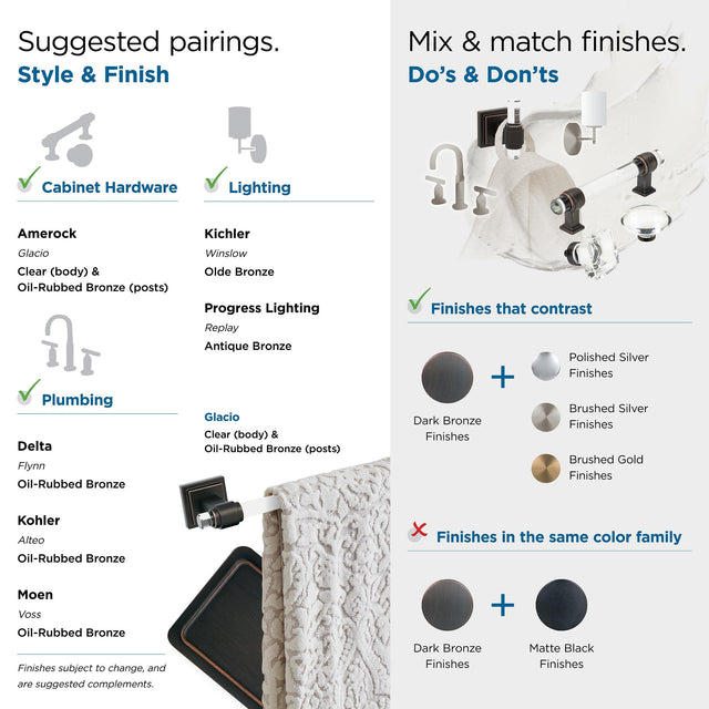 Amerock BH36060CORB Clear/Oil-Rubbed Bronze Single Robe Hook 2-15/16 in. (75 mm) Length Towel Holder Glacio Towel Hook for Bathroom Bathroom Hardware Bath Accessories