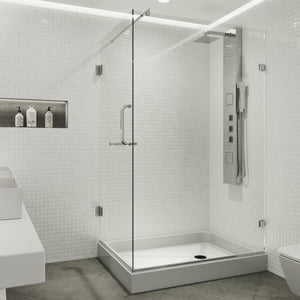 VIGO VG6012CHCL36WR 48.13" -36.13" W -78.75" H Frameless Hinged Rectangle Shower Enclosure with Clear 0.38" Tempered Glass and Stainless Steel Hardware in Chrome Finish and Base