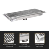 John Boos FTSG-1260 Stainless Steel Commercial Floor Trough/Commercial Drain, 60"L x 12"W