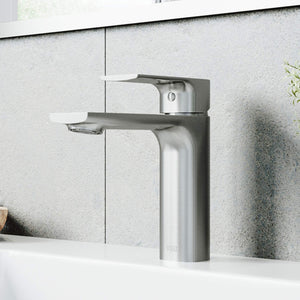 VIGO Davidson 6.375 inch H Single Hole Single Handle Single Hole Bathroom Faucet in Brushed Nickel - Bathroom Sink Faucet VG01043BN
