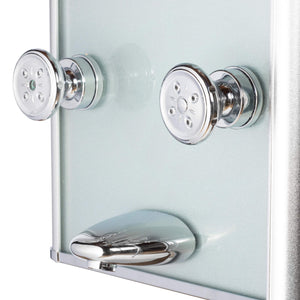 PULSE ShowerSpas 1013-GL Kihei II ShowerSpa Panel with 8" Rain Showerhead, 6 Body Sprays, 5-Function Hand Shower, Glass Shelf, Mirror, Tub Spout, Silver with Chrome Fixtures