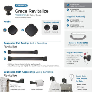 Amerock Cabinet Knob Oil Rubbed Bronze 1-3/8 inch (35 mm) Diameter Grace Revitalize 1 Pack Drawer Knob Cabinet Hardware