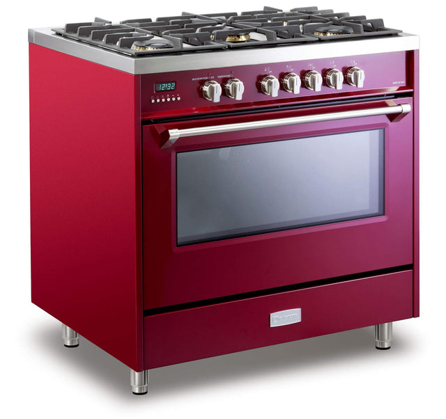 Verona VDFSGE365BU Designer 36" Dual Fuel Single Oven Range - Burgundy