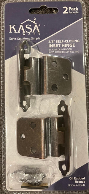 KasaWare KFHI-A-ORB2 3/8" Self-closing Inset Hinge, 2-pack