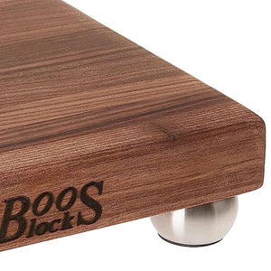 John Boos WAL-9SS Walnut Wood Cutting Board for Kitchen Prep, 1.5" Thick, Edge Grain, Square Charcuterie Block Stainless Steel Base, 9" x 9", 09X09X1.5 WAL-EDGE GR B-9-S SS BUN