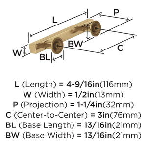 Amerock Corp BP37103CZ Everett Pull, 3 in (76 mm) Center-to-Center, Champagne Bronze