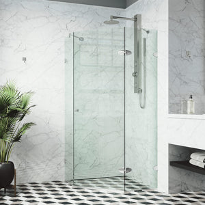 VIGO VG6061CHCL40 38.13" -38.13" W -73.38" H Frameless Hinged Neo-angle Shower Enclosure with Clear 0.38" Tempered Glass and Stainless Steel Hardware in Chrome Finish with Reversible Handle