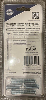 KasaWare K2083SN-2 4" Overall Length Beveled Edge Bar Pull, 2-pack