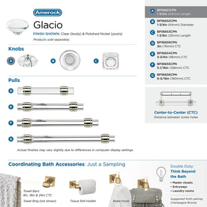 Amerock Cabinet Knob Clear/Polished Nickel 1-3/4 inch (44 mm) Length Glacio 1 Pack Drawer Knob Cabinet Hardware