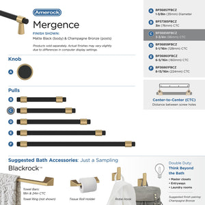 Amerock Cabinet Pull Matte Black/Champagne Bronze 3-3/4 inch (96 mm) Center-to-Center Mergence 1 Pack Drawer Pull Cabinet Handle Cabinet Hardware