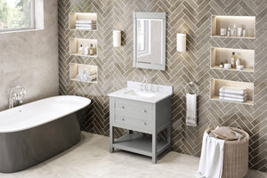 Jeffrey Alexander VKITAST30GRSGR 30" Grey Astoria Vanity, Steel Grey Cultured Marble Vanity Top, undermount rectangle bowl