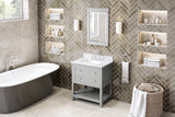 Jeffrey Alexander VKITAST30GRBOR 30" Grey Astoria Vanity, Boulder Cultured Marble Vanity Top, undermount rectangle bowl