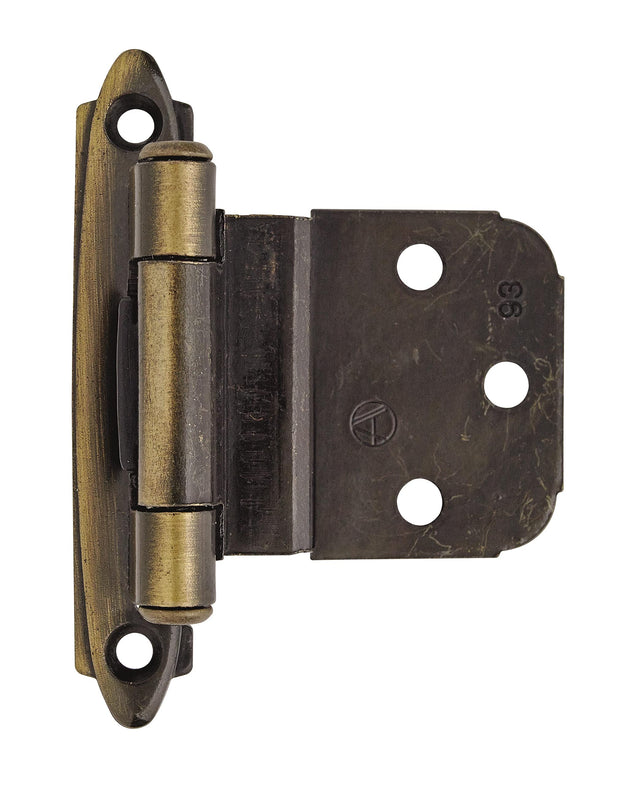 Amerock Cabinet Hinge 3/8 inch (10 mm) Inset Hinge Antique Brass 2 Pack Self-Closing Hinge Face Mount Hinge Cabinet Door Hinge