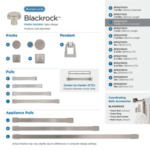 Amerock Cabinet Knob Satin Nickel 1-5/8 inch (41 mm) Diameter Blackrock 1 Pack Drawer Knob Cabinet Hardware