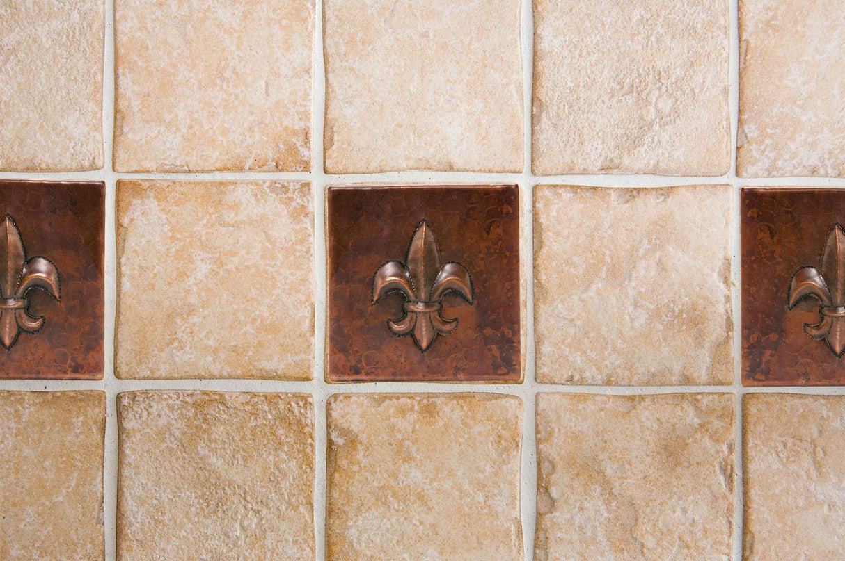 Premier Copper Products T4DBF 4-Inch by 4-Inch Copper Fleur De Lis Tile, Oil Rubbed Bronze