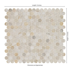 MSI Athena Gold 12 in. x 12 in. (CASE) Pennyround Honed Marble Mesh Mounted Mosaic Tile for Bathroom, Kitchen Backsplash, Accent Wall Tile, and Shower Wall Tile, Sample