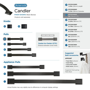 Amerock Cabinet Pull Black Bronze 3 inch (76 mm) Center to Center Candler 1 Pack Drawer Pull Drawer Handle Cabinet Hardware
