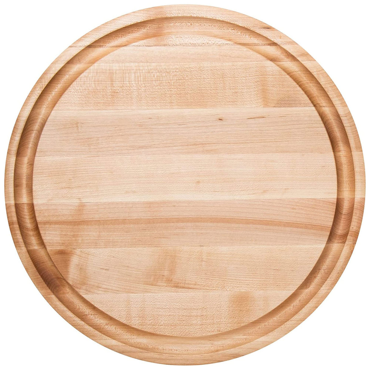 John Boos CB1051-1M1515175 Maple Wood Cutting Board for Kitchen Prep, 1.75" Thick, Large, Edge Grain, Circular Charcuterie Block, 15", Reversible, Juice Grooves 15DIAX1.75 MPL-EDGE GR-