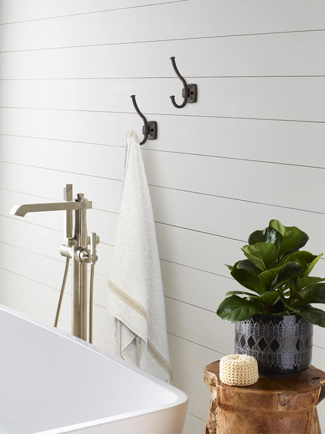 Amerock H37002ORB Kinsale Double Prong Decorative Wall Hook Oil Rubbed Bronze Hook for Coats, Hats, Backpacks, Bags Hooks for Bathroom, Bedroom, Closet, Entryway, Laundry Room, Office