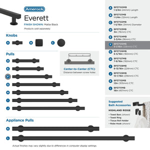 Amerock Corp BP37105MB Everett Pull, 5-1/16 in (128 mm) Center-to-Center, Matte Black