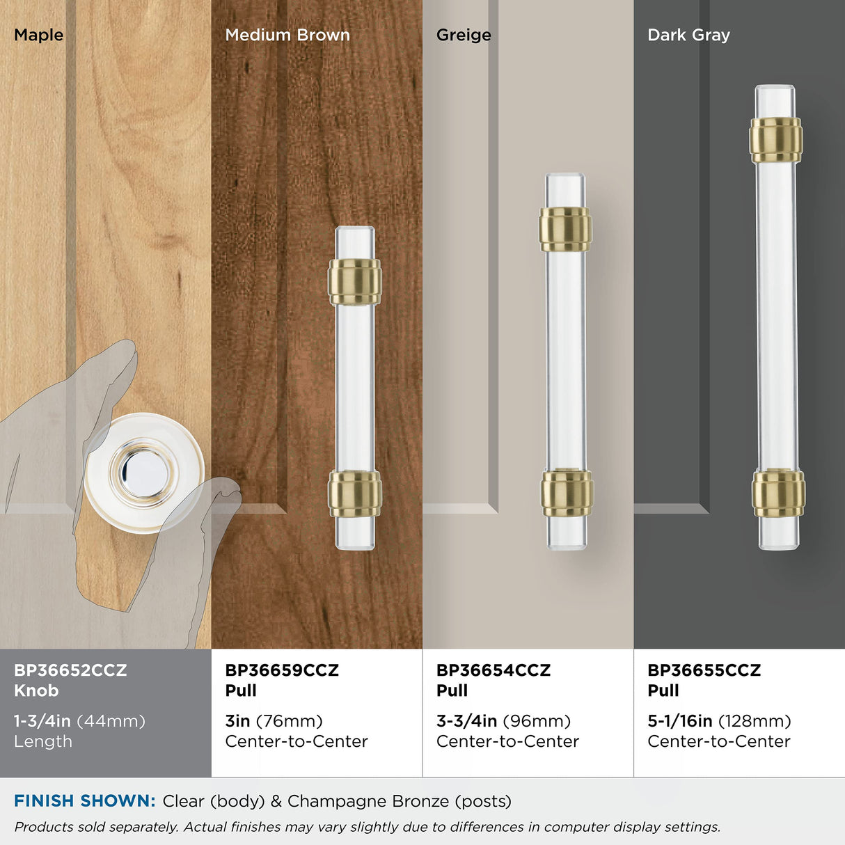Amerock Cabinet Knob Clear/Champagne Bronze 1-3/4 inch (44 mm) Diameter Glacio 1 Pack Drawer Knob Cabinet Hardware