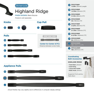 Amerock Appliance Pull Black Bronze 12 inch (305 mm) Center to Center Highland Ridge 1 Pack Drawer Pull Drawer Handle Cabinet Hardware