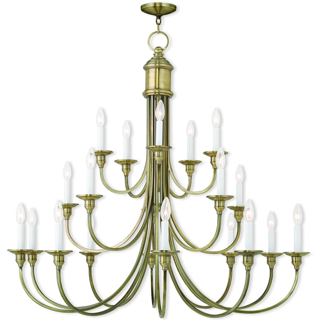 Livex Lighting 5140-01 Traditional 20 Light Foyer Chandelier from Cranford Collection Finish, Antique Brass