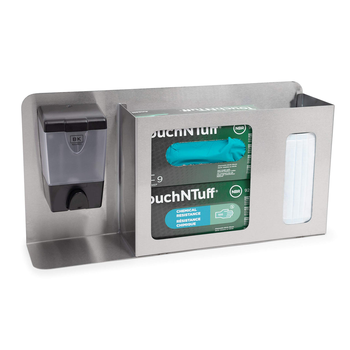 John Boos DS-SD1-3 Hand Sanitizer, Glove, and Mask Dispensing Station, 21" L x 4.5" D 12" H