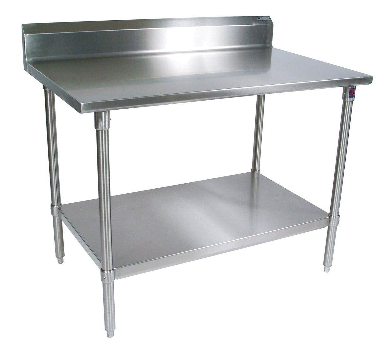 John Boos ST6R5-3048SSK 16 Gauge Stainless Steel Work Table with 5" Rear Riser and Shelf, 48" x 30"