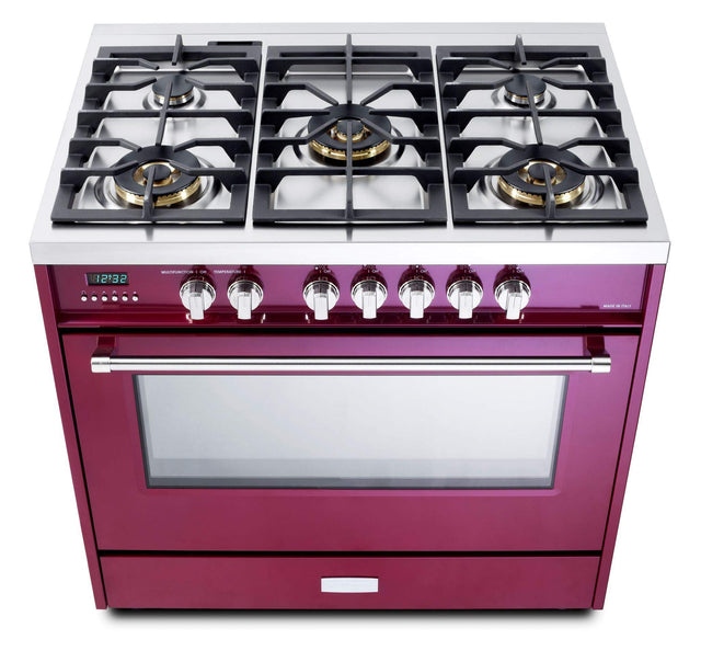 Verona VDFSGE365BU Designer 36" Dual Fuel Single Oven Range - Burgundy