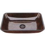 VIGO Russet 18.125 inch L x 13 inch W Over the Counter Freestanding Glass Rectangular Vessel Bathroom Sink in Red and Brown Fusion - Sink for Bathroom VG07089