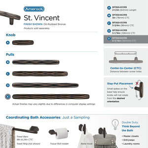 Amerock Cabinet Pull Oil Rubbed Bronze 6-5/16 inch (160 mm) Center to Center St. Vincent 1 Pack Drawer Pull Drawer Handle Cabinet Hardware