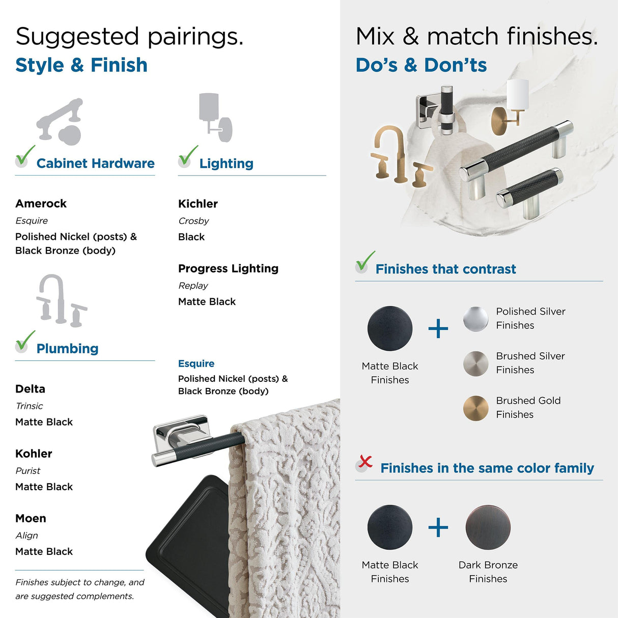 Amerock BH26612PNBBR Polished Nickel/Black Bronze Towel Ring 5-1/4 in (133 mm) Length Towel Holder Esquire Hand Towel Holder for Bathroom Wall Small Kitchen Towel Holder Bath Accessories
