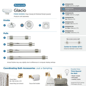 Amerock Cabinet Knob Clear/Polished Nickel 1-3/4 inch (44 mm) Diameter Glacio 1 Pack Drawer Knob Cabinet Hardware