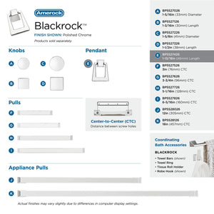Amerock Cabinet Pendant Polished Chrome 1-13/16 inch (46 mm) Length Blackrock 1 Pack Drawer Knob Cabinet Hardware