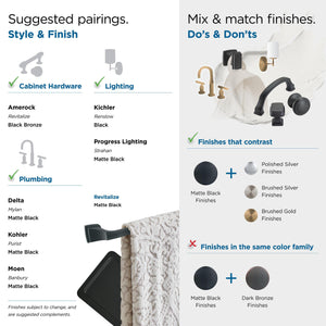 Amerock BH36032MB Matte Black Towel Ring 6-13/16 in (173 mm) Length Towel Holder Revitalize Hand Towel Holder for Bathroom Wall Small Kitchen Towel Holder Bath Accessories