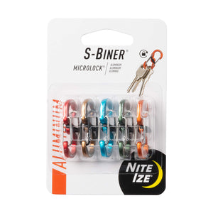 Nite Ize S-Biner MicroLock Aluminum, Locking Keychain Carabiner, 5 Pack, Assorted Colors