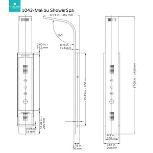 PULSE ShowerSpas 1043-SSB Malibu ShowerSpa Panel with Rain Showerhead, 2 Oversized Body Spray Jets and Hand Shower, Brushed Stainless Steel with Brushed Nickel Fixtures