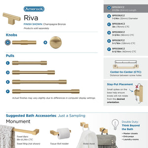 Amerock Cabinet Knob |Champagne Bronze 2-1/2 in (64 mm) Length Drawer Knob Riva Kitchen and Bath Hardware Furniture Hardware