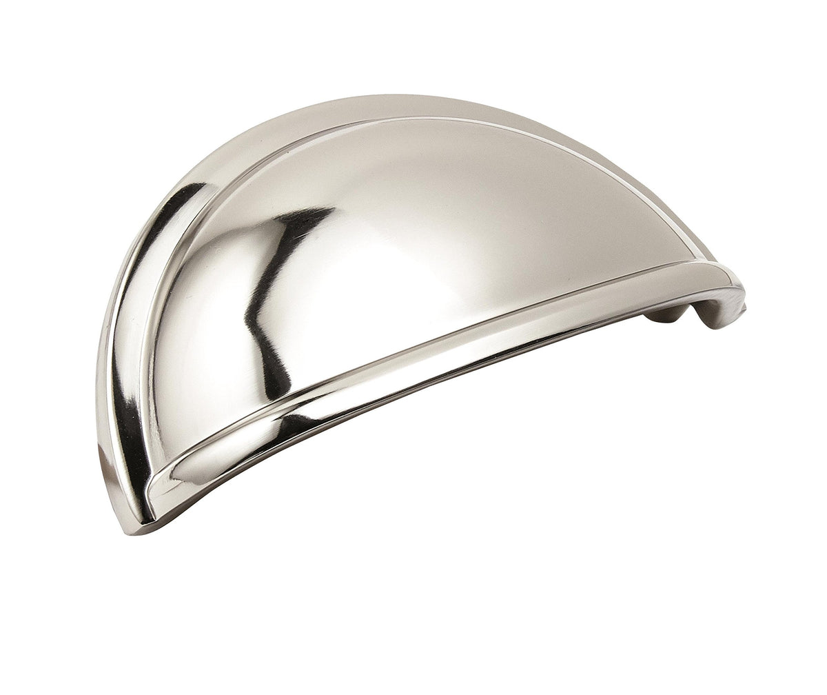 Amerock Cabinet Cup Pull Polished Nickel 3 inch (76 mm) Center to Center Cup Pulls 1 Pack Drawer Pull Drawer Handle Cabinet Hardware