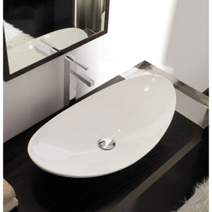Oval-Shaped White Ceramic Vessel Sink