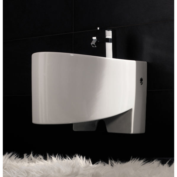 Modern Wall Mount Bidet, Ceramic, Rounded