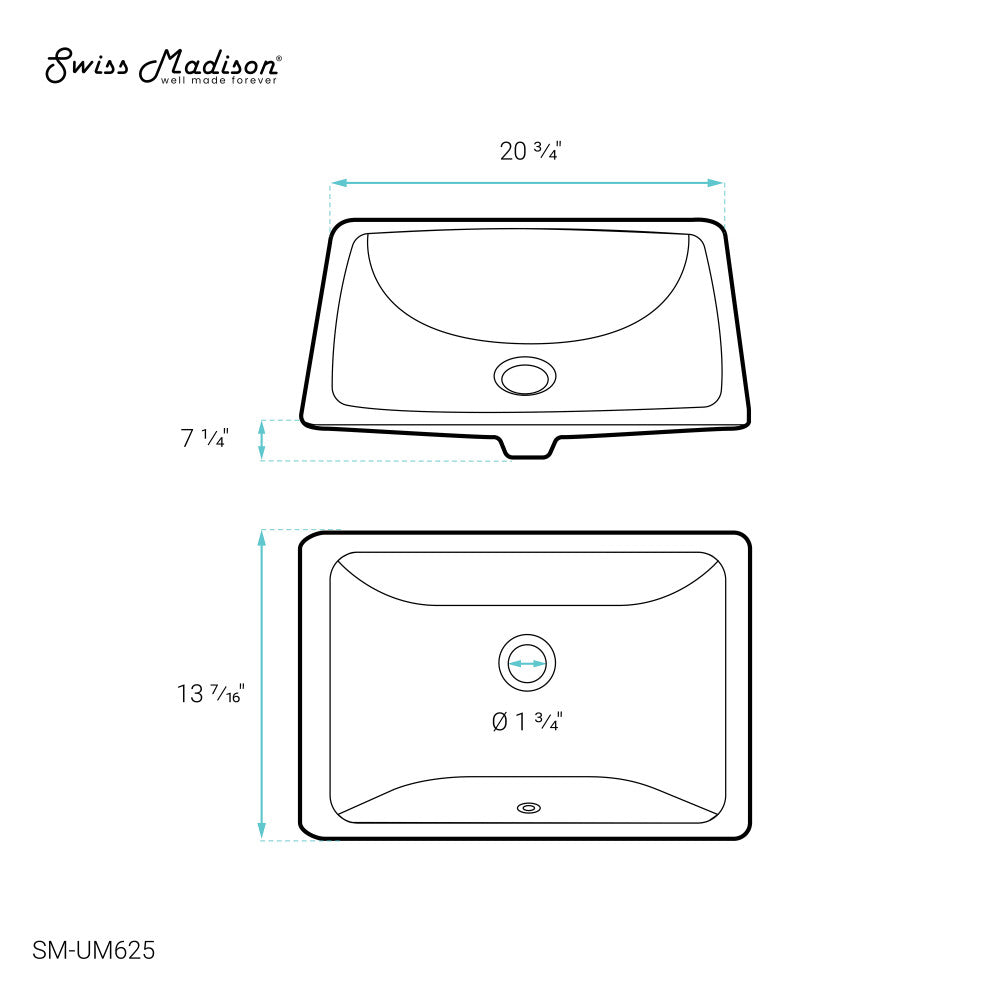 Voltaire 21 Rectangular Under-Mount Bathroom Sink