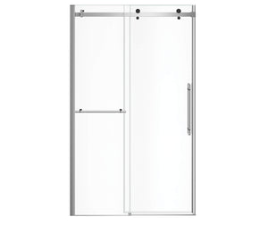 MAAX 138465-900-350-000 Vela 44 ½-47 x 78 ¾ in. 8mm Sliding Shower Door with Towel Bar for Alcove Installation with Clear glass in Chrome and Matte Black