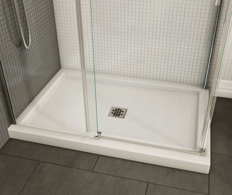 MAAX 420001-502-001-100 B3Square 4832 Acrylic Corner Left Shower Base in White with Center Drain