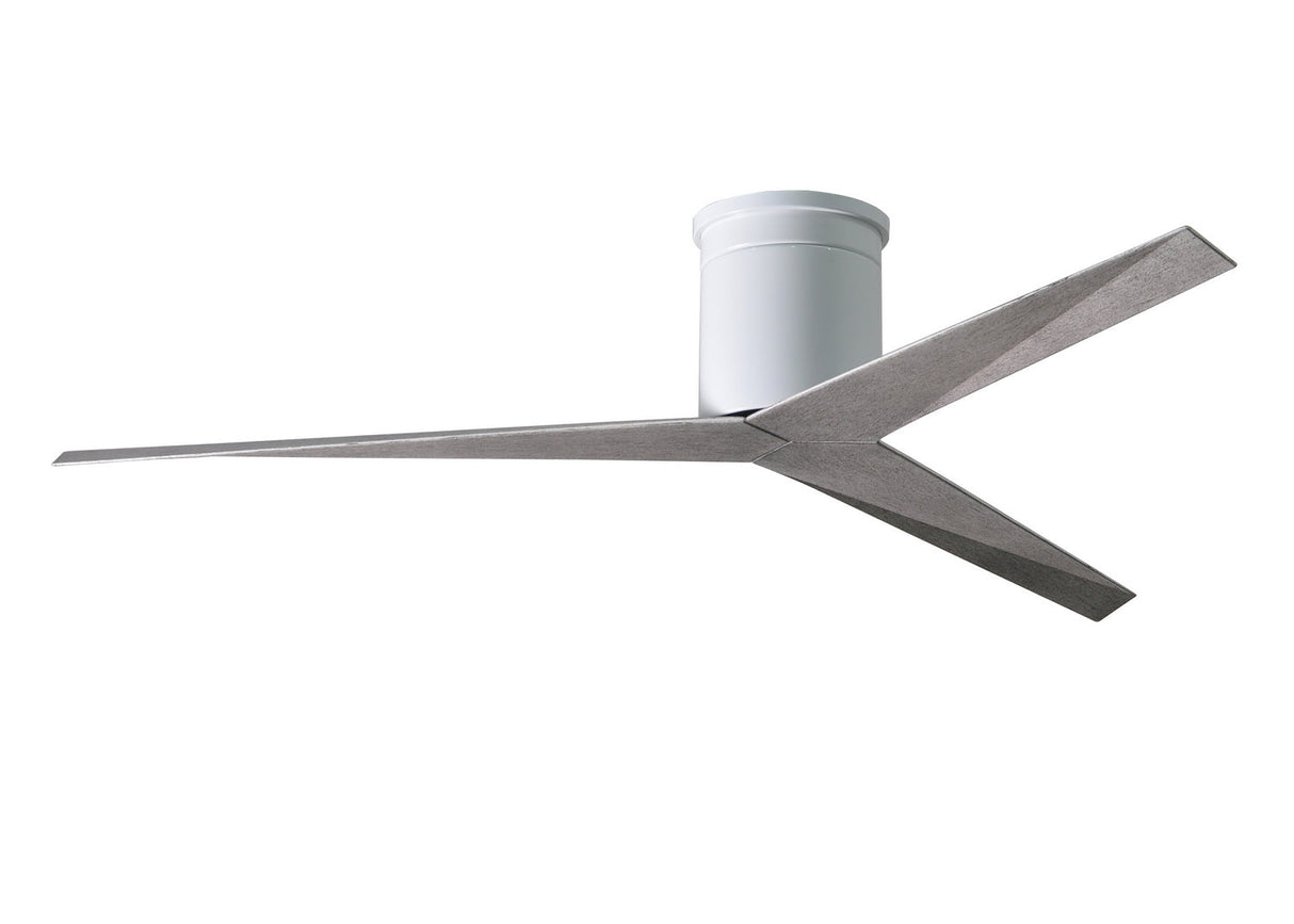 Matthews Fan EKH-WH-BW Eliza-H 3-blade ceiling mount paddle fan in Gloss White finish with barn wood ABS blades.