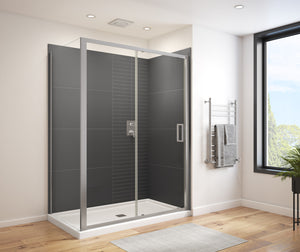 MAAX 135238-900-084-000 Connect Pro 57-58 ½ x 76 in. 6mm Sliding Shower Door for Alcove Installation with Clear glass in Chrome