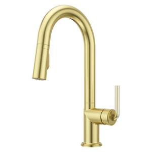 Tenet 1-Handle Pull-Down Bar/Prep Faucet in Brushed Gold