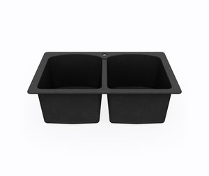 Swanstone KSLB-3322 22 x 33 Swanstone Dual Mount Double Bowl Sink in Black Galaxy KS02233LB.015